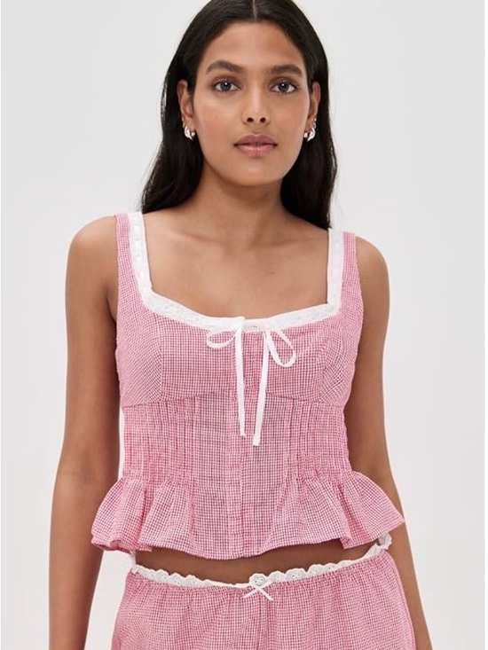 Nia Tops - Nia Lemon top Red Gingham